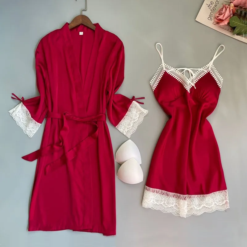 Sexy 2PCS Kimono Robe Set Womens Satin Sleepwear Nightgown Casual Loungewear Home Wear Intimate Lingerie Lace Bathrobe Gown
Sexy 2PCS Kimono Robe Set Womens Satin Sleepwear Nightgown Casual Loungewear Home Wear Intimate Lingerie Lace Bathrobe Gown