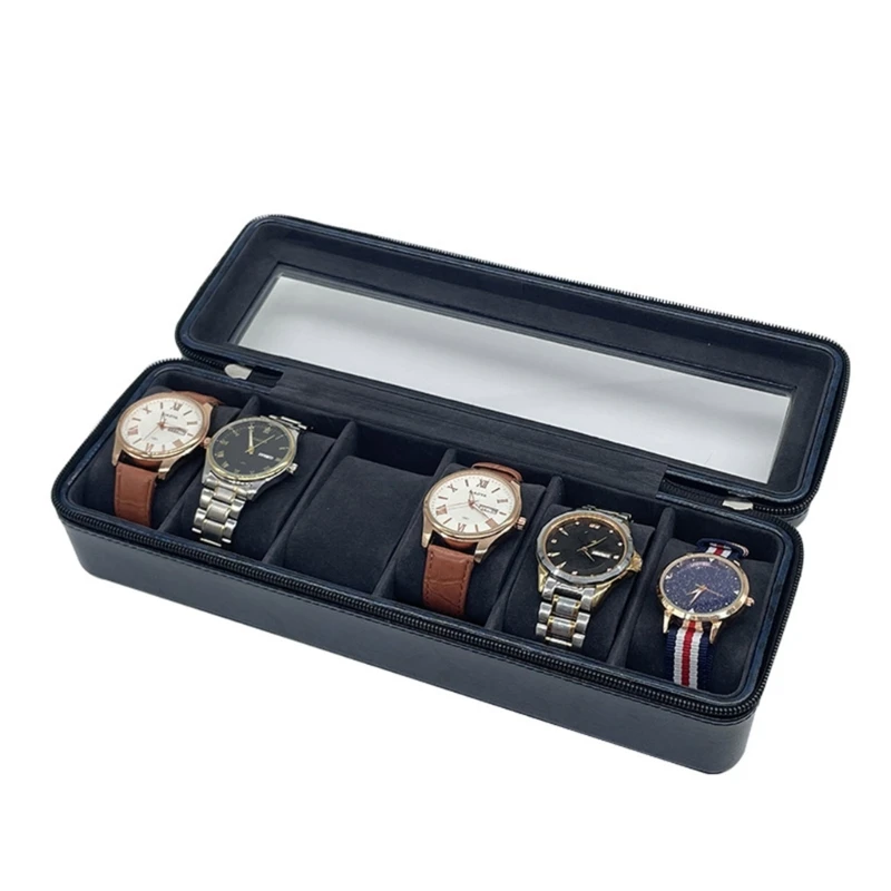 6 Slot PU Leather Watch Box Organizer Watch with Glass Top Zipper Display for Men Women Watch Display
6 Slot PU Leather Watch Box Organizer Watch with Glass Top Zipper Display for Men Women Watch Display