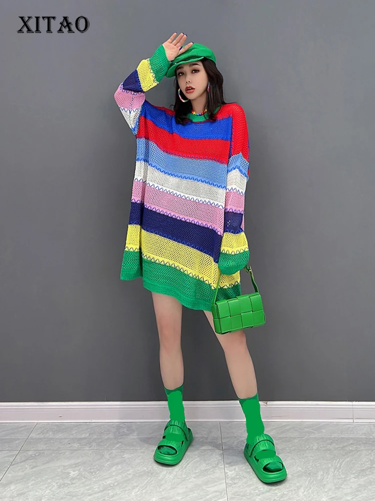 XITAO Striped Knitting T-shirt Fashion Contrast Color Splicing Loose Casual Women Top Autumn New Street Trendy All-match WLD8613
XITAO Striped Knitting T-shirt Fashion Contrast Color Splicing Loose Casual Women Top Autumn New Street Trendy All-match WLD8613