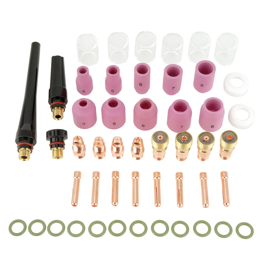 49pcs/set Gas Lens Alumina Nozzles Cups Collets Accessory Kit for Welding Torch Welding Gas Lens Welding Gas Lens
49pcs/set Gas Lens Alumina Nozzles Cups Collets Accessory Kit for Welding Torch Welding Gas Lens Welding Gas Lens