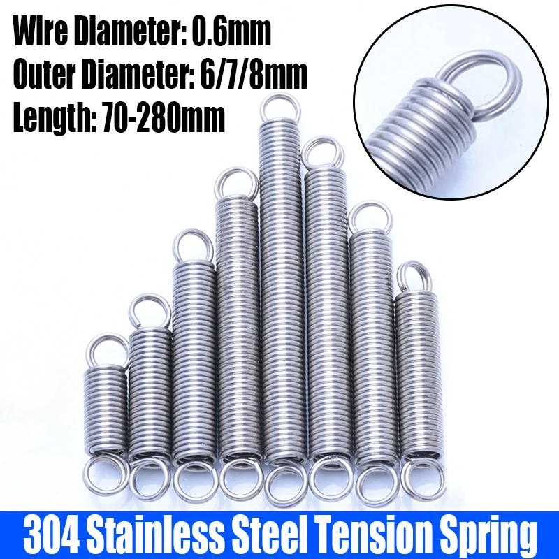 1-5PCS 0.6mm Wire Dia 304 Stainless Steel O Ring Hook Extension Spring Tension Spring Coil Spring Dual Hook Spring L=70-280mm
1-5PCS 0.6mm Wire Dia 304 Stainless Steel O Ring Hook Extension Spring Tension Spring Coil Spring Dual Hook Spring L=70-280mm