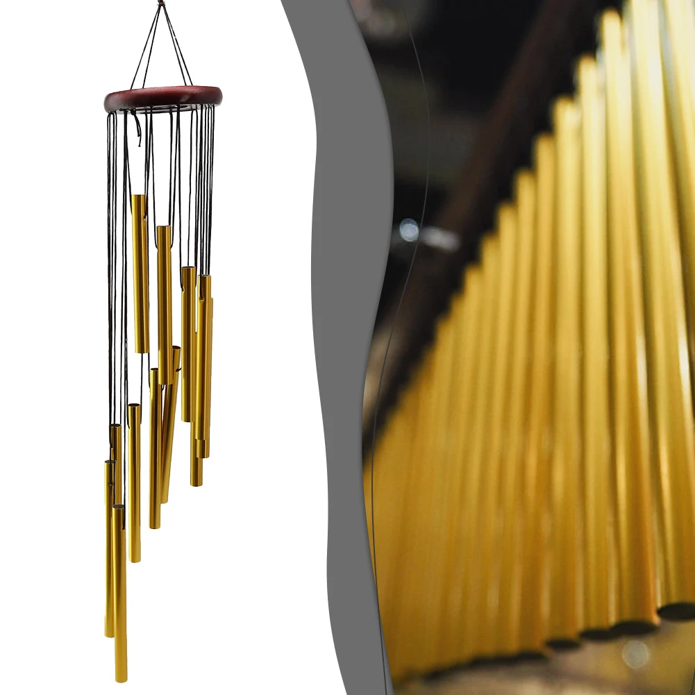 

12 Tubes Wind Chimes Aeolian Bells Aluminum Tube + Pine Pipe Wind Chimes Bells Outdoor Yard Garden Home Decoration