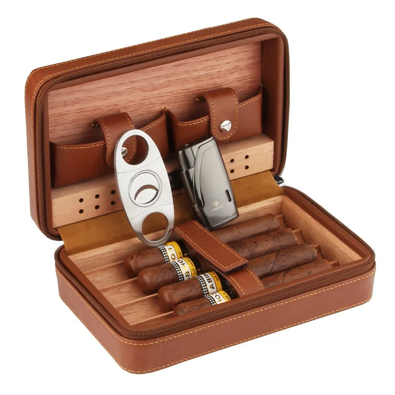 Custom Personalized Gift Waterproof 4-Finger Portable Travel Wood Tray Holder Leather Cigar Cases/Humidors Box Bag
Custom Personalized Gift Waterproof 4-Finger Portable Travel Wood Tray Holder Leather Cigar Cases/Humidors Box Bag