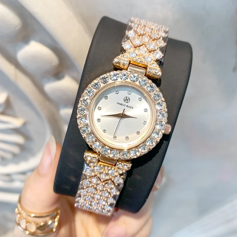 

PABLO RAEZ Nice Fashion Clock Elegant Women Watch Full Diamond Special Design Reloje De Marca Mujer Luxury Lady Dress Wristwatch