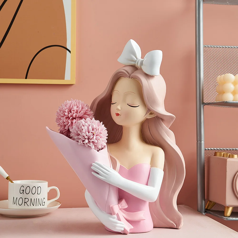 Girl Sculpture Figurine Home Decoration Decorative Vase Resin Statue Kawaii Living Room Decoration Flower Vases Birthday Gifts
Girl Sculpture Figurine Home Decoration Decorative Vase Resin Statue Kawaii Living Room Decoration Flower Vases Birthday Gifts