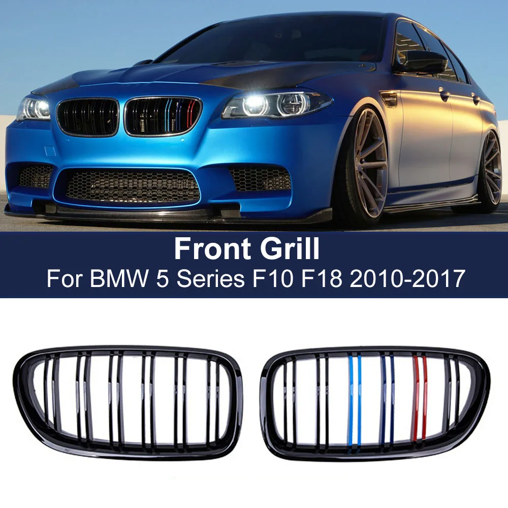 

Car Front Bumper Kidney Grill Grille Racing Grills Dual Slats M Color For BMW 5 Series F10 F11 F18 520i 523i 525i 530i 2010-2017