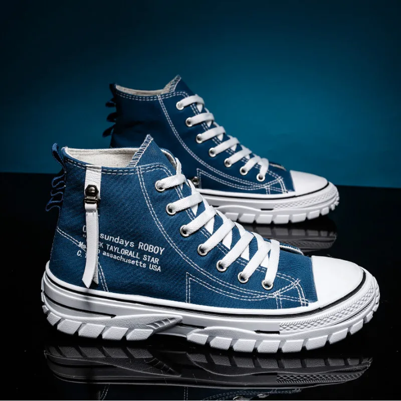 Mens Casual High-top Shoes Fashion Men Tennis Blue Black Breathable Canvas Sneakers Male Trainers Skateboard Trend Tides Shoes
Mens Casual High-top Shoes Fashion Men Tennis Blue Black Breathable Canvas Sneakers Male Trainers Skateboard Trend Tides Shoes