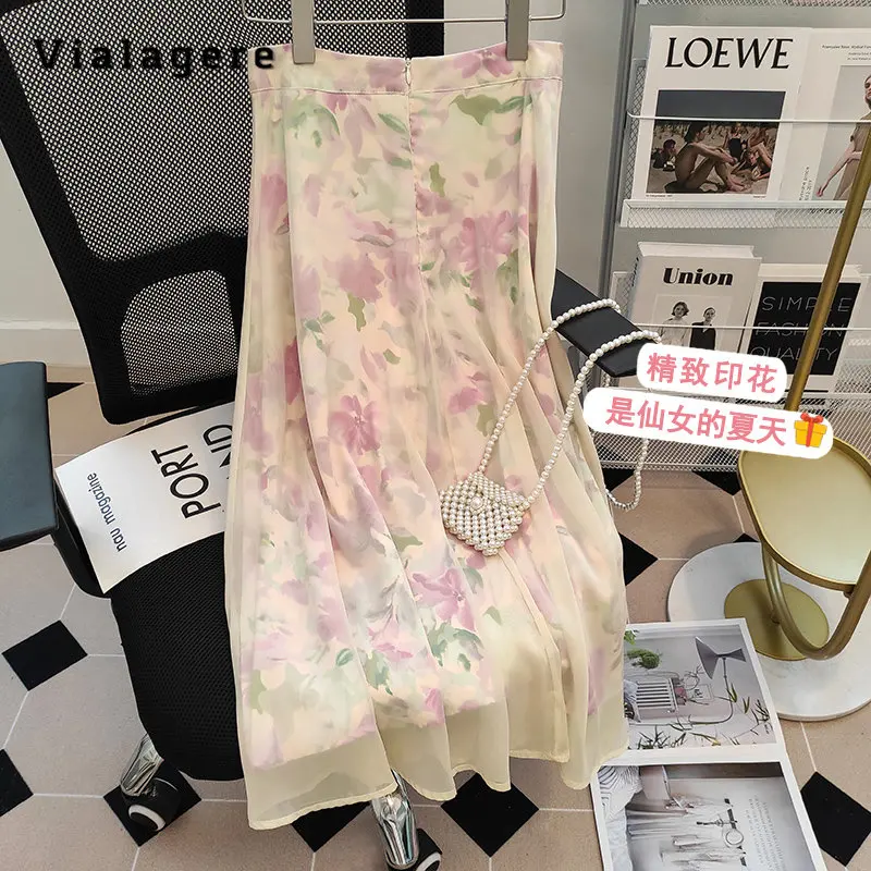 2023 Summer Fairycore Vintage Floral Print Soft Mid Long Skirts Women's Sweet Style Chiffon High Waist Elegant Loose Skirt
2023 Summer Fairycore Vintage Floral Print Soft Mid Long Skirts Women's Sweet Style Chiffon High Waist Elegant Loose Skirt