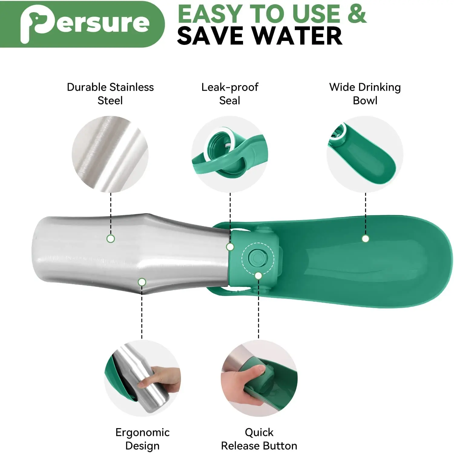 Dog Water Bottle, Portable Dog Water Bottle Dispenser -27 oz (Approximately 765.4 Grams) Stainless Steel Leak Proof Water Bottle
Dog Water Bottle, Portable Dog Water Bottle Dispenser -27 oz (Approximately 765.4 Grams) Stainless Steel Leak Proof Water Bottle