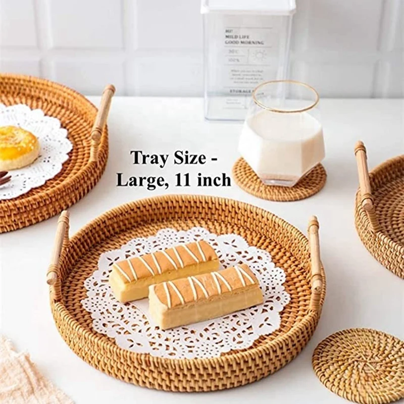Coffee Table Decorative Tray Hand Woven, Wicker Serving Tray With Handles Rattan Tray Basket For Living Room Decor
Coffee Table Decorative Tray Hand Woven, Wicker Serving Tray With Handles Rattan Tray Basket For Living Room Decor