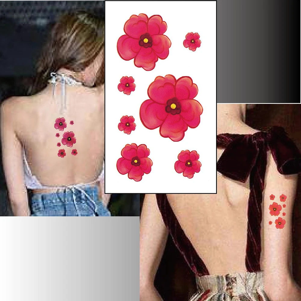 Fake Tattoo Stickers Small Fresh Red Flower Tattoo Stickers Temporary Tattoos For Women On Back, Hands And Legs
Fake Tattoo Stickers Small Fresh Red Flower Tattoo Stickers Temporary Tattoos For Women On Back, Hands And Legs
