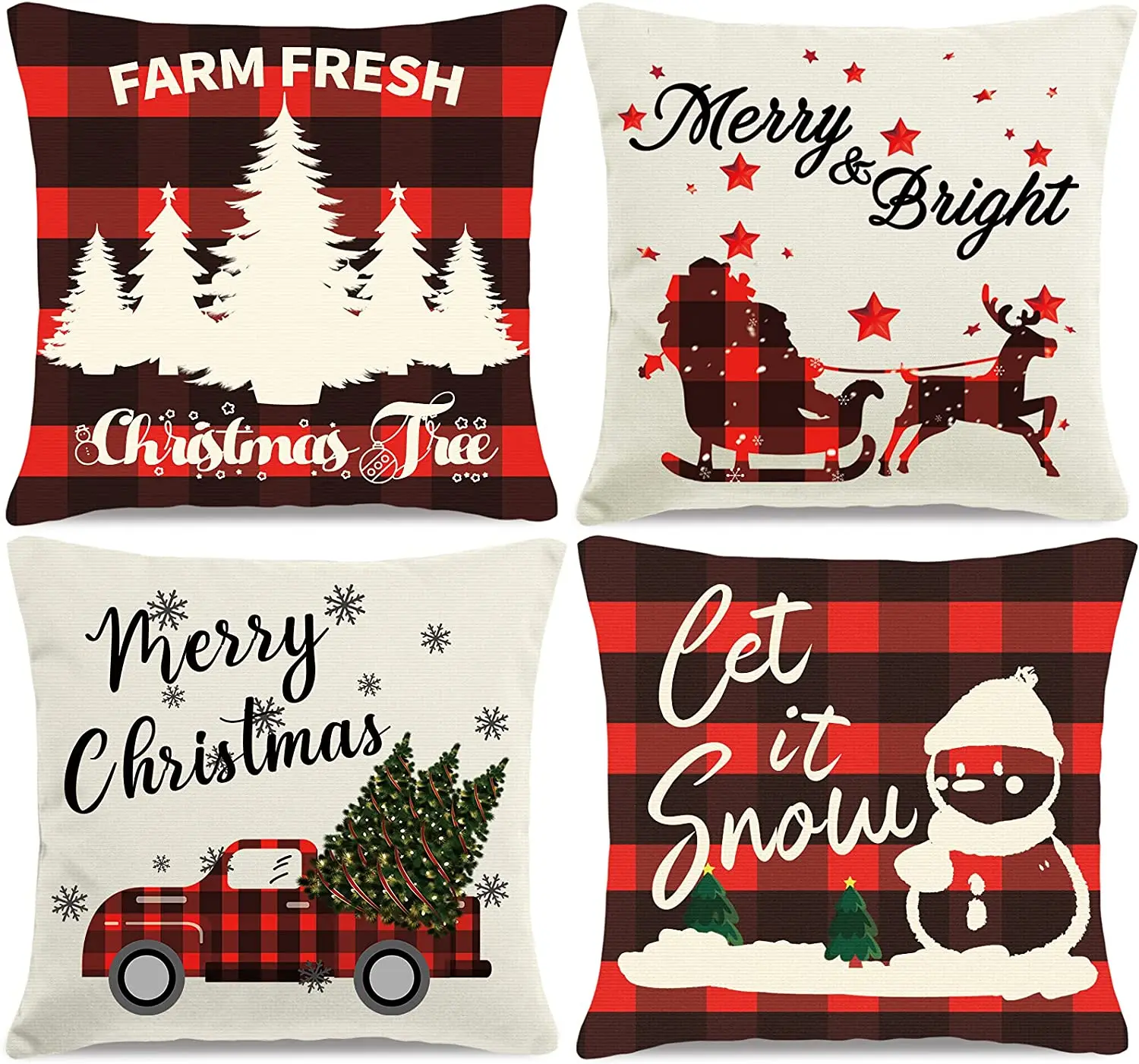 Christmas Pillow Covers 18x18 Inches Set of 4 Throw Pillow Cases with Holiday Decor Buffalo Plaid Couch Pillow Case
Christmas Pillow Covers 18x18 Inches Set of 4 Throw Pillow Cases with Holiday Decor Buffalo Plaid Couch Pillow Case