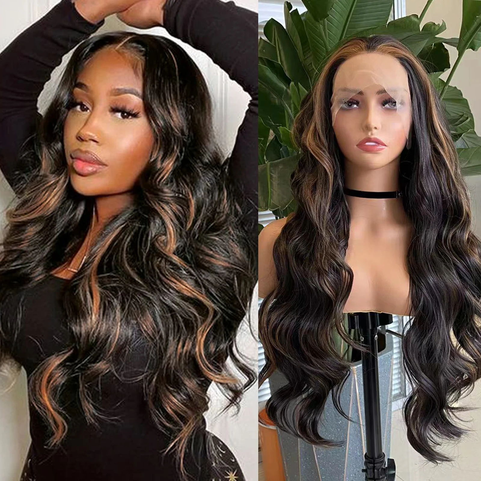 AIMEYA Black Wigs with Brown Highlights Fashion Synthetic Lace Front Wig Heat Resistan for Woment Synthetic Hair Wig Daily Use
AIMEYA Black Wigs with Brown Highlights Fashion Synthetic Lace Front Wig Heat Resistan for Woment Synthetic Hair Wig Daily Use