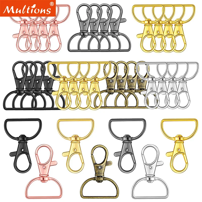 

10Pcs Metal Lobster Claw Clasps Swivel Clasps with D Rings Lanyard Snap Hooks Keychain Clip Hook for Key Rings Crafting Sewing