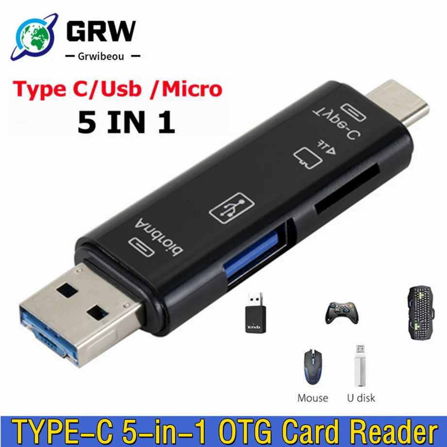 Устройство для чтения OTG карт памяти GRWIBEOU TYPE-C & Micro USB 5 в 1 Высокоскоростной 3 0