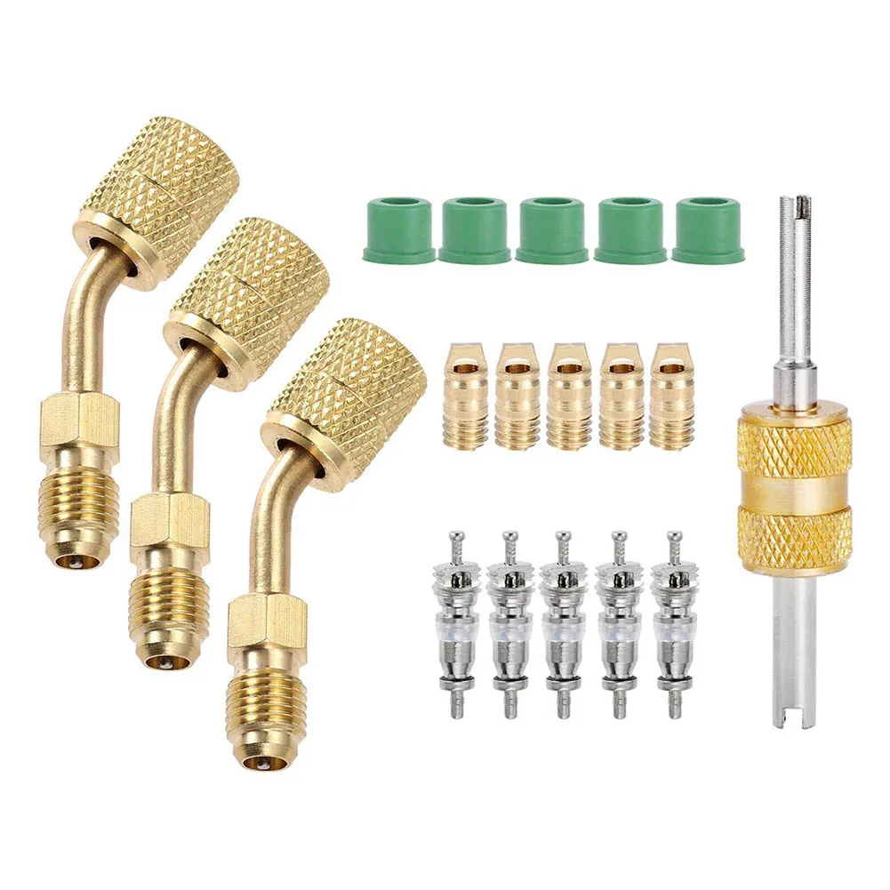 Car Air Conditioner R410a Adapter Valve Core Remover Kit For Split HVAC System 1/4 Inch Male SAE X 5/16 Inch SAE Female Adapter.
Car Air Conditioner R410a Adapter Valve Core Remover Kit For Split HVAC System 1/4 Inch Male SAE X 5/16 Inch SAE Female Adapter.
