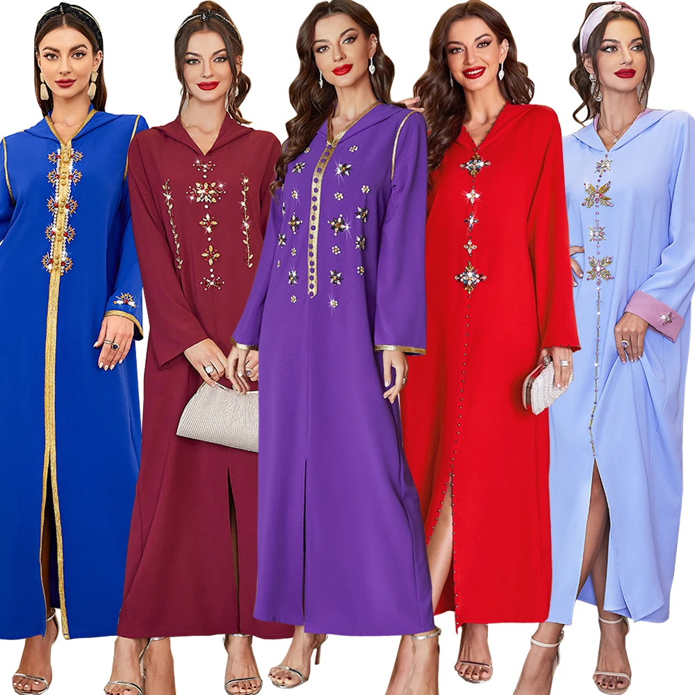 Ramadan Eid Abaya Hooded Diamonds Kaftan Dubai Turkey Muslim Women Dress Islamic Arabic Robe Moroccan Caftan Jalabiya Party Gown 
Ramadan Eid Abaya Hooded Diamonds Kaftan Dubai Turkey Muslim Women Dress Islamic Arabic Robe Moroccan Caftan Jalabiya Party Gown