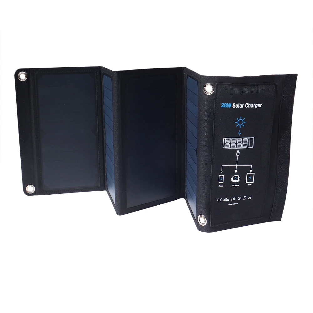 28W Solar Charger 3 USB Ports Foldable Portable Solar Phone Charger With SunPower Solar Panel For Phones
28W Solar Charger 3 USB Ports Foldable Portable Solar Phone Charger With SunPower Solar Panel For Phones