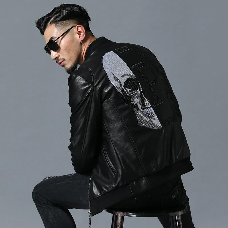 2022 Skull Rhinestones PU Jackets Men High Street Style Stand-Neck Sudaderas Hombre Rib Sleeve Streetwear Mens Jackets and Coats
2022 Skull Rhinestones PU Jackets Men High Street Style Stand-Neck Sudaderas Hombre Rib Sleeve Streetwear Mens Jackets and Coats