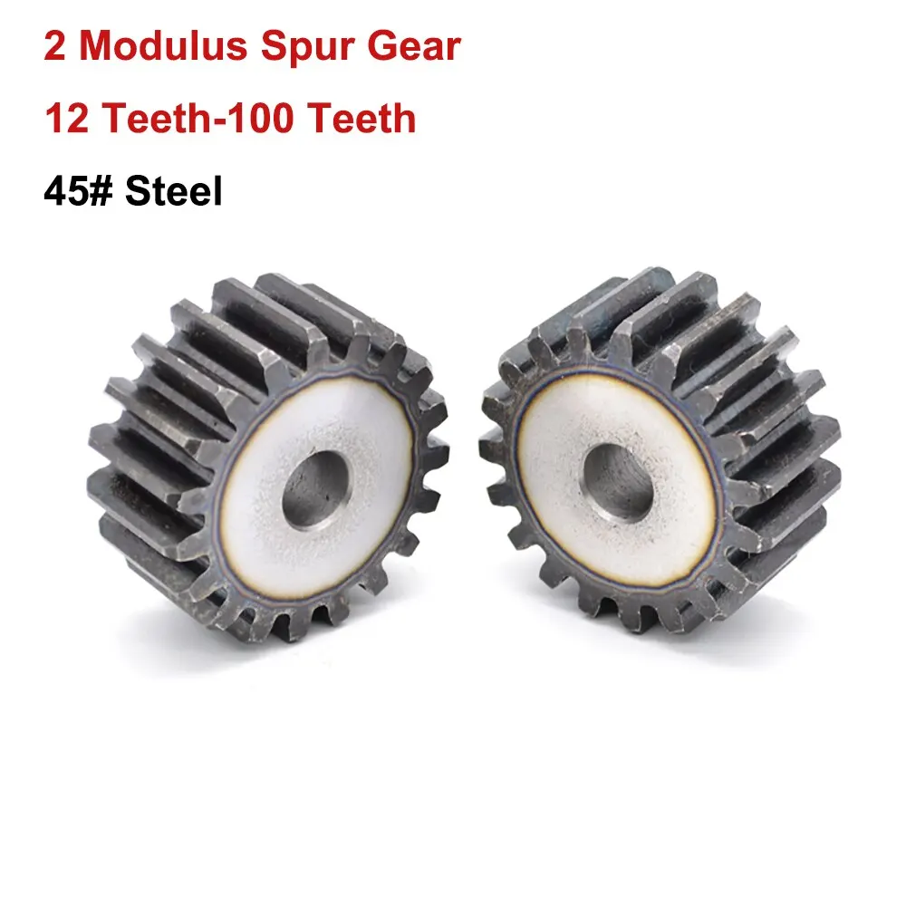 

1PCS Pinion Spur Gear 2 Modulus 12 Teeth-100 Teeth 45# Steel Metal Transmission Motor Cylindrical Gear Roughly Bore