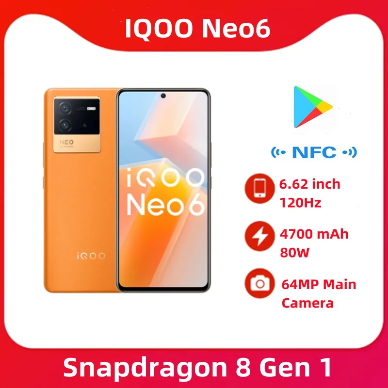 Оригинальный смартфон VIVO IQOO Neo 6 дюймов Snapdragon 8 Gen 1 распознавание лица 62 AMOLED 120 Гц 80