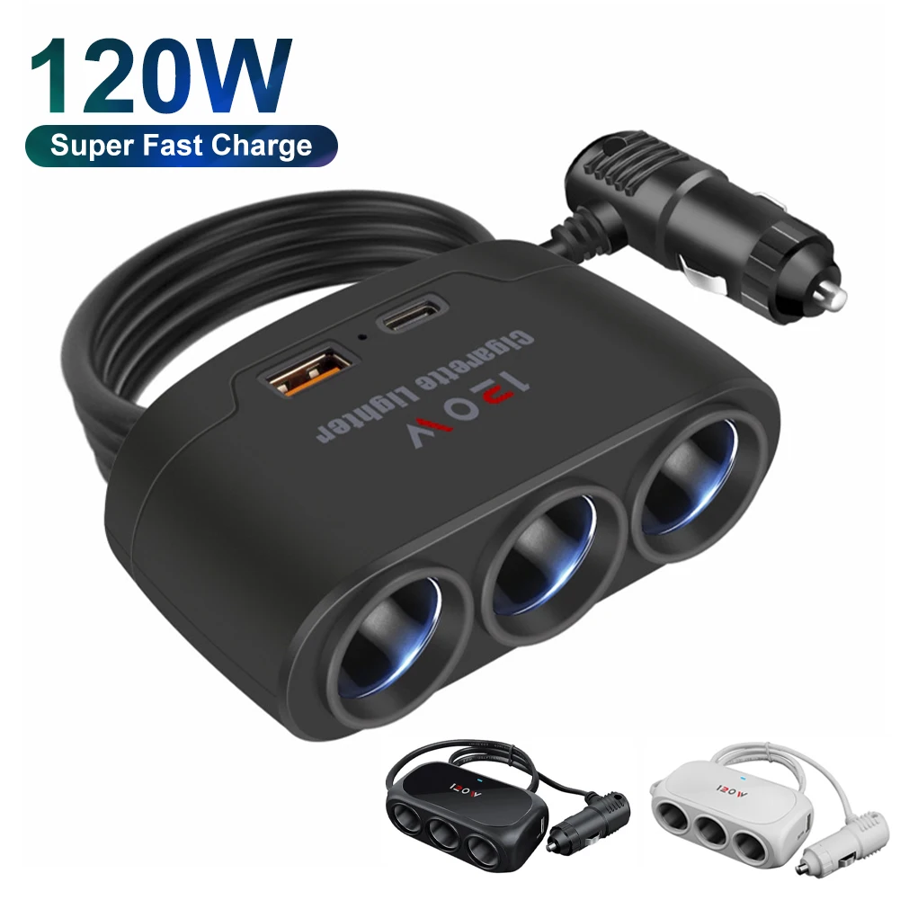 120W Cigarette Lighter Splitter LED Car Charger Adapter 12V 24V 3 Socket Car Fast Charger For IPhone IPad GPS Dashcam
120W Cigarette Lighter Splitter LED Car Charger Adapter 12V 24V 3 Socket Car Fast Charger For IPhone IPad GPS Dashcam