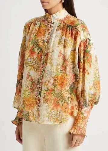 Vintage Flower Print Women Blouse 2022 new Single Breasted Long Sleeve Loose Fashion Female Stand Collar Shirt Tops
Vintage Flower Print Women Blouse 2022 new Single Breasted Long Sleeve Loose Fashion Female Stand Collar Shirt Tops