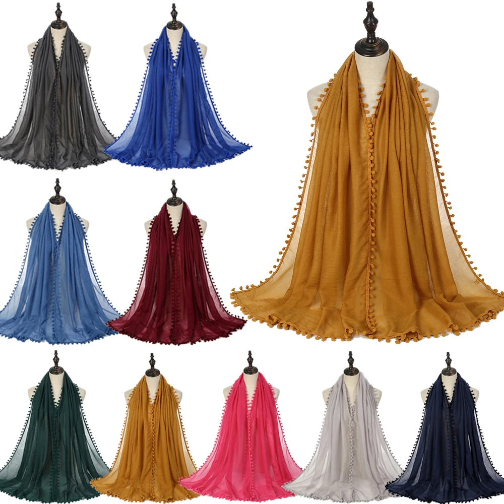 Cotton Linen Scarf Solid Color Shawl Wrap Women Muslim Hijab Pom Pom Long Scarves Turban Headscarf Wraps Islamic Hijabs 180*80cm
Cotton Linen Scarf Solid Color Shawl Wrap Women Muslim Hijab Pom Pom Long Scarves Turban Headscarf Wraps Islamic Hijabs 180*80cm
