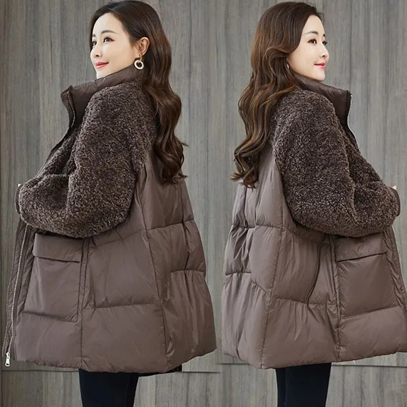 New Women's Down Cotton Jacket Winter Outerwear Warm Imitation Lamb Wool Coat Casual Female Long Quilted Jackets Parka Overcoat
New Women's Down Cotton Jacket Winter Outerwear Warm Imitation Lamb Wool Coat Casual Female Long Quilted Jackets Parka Overcoat