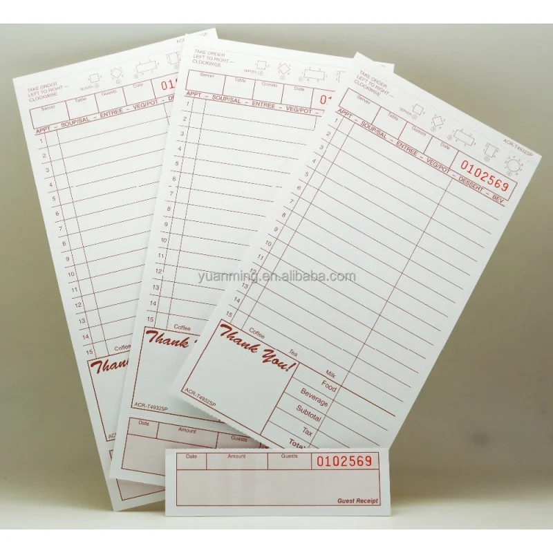 Cheap Competitive Restaurant Waiter Order Pad restaurant table pad 140gsm bond paper guest check for hotel and restaurant
Cheap Competitive Restaurant Waiter Order Pad restaurant table pad 140gsm bond paper guest check for hotel and restaurant