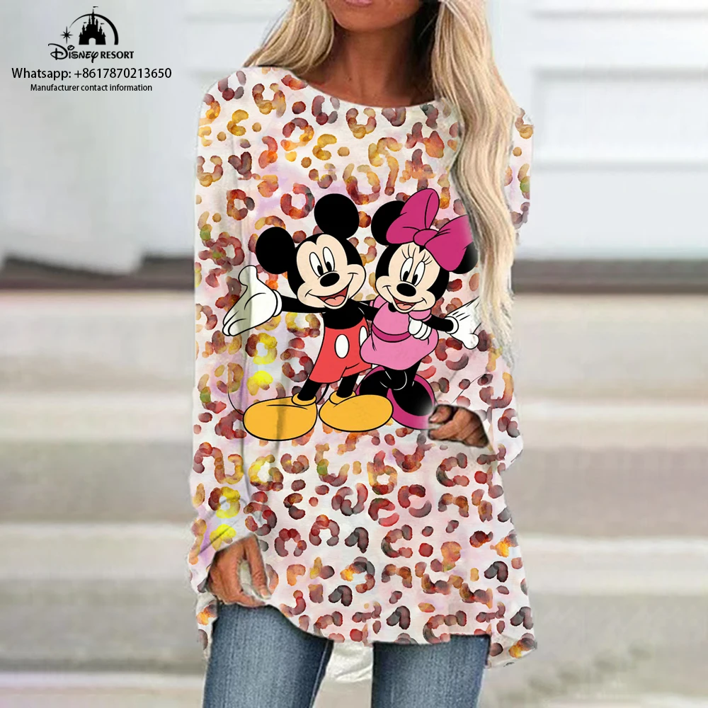 2022 Autumn Women's Long Dress Disney Minnie Mickey Leopard Print T-Shirt Fashion Women's Loose Pullover Leopard Print Dress
2022 Autumn Women's Long Dress Disney Minnie Mickey Leopard Print T-Shirt Fashion Women's Loose Pullover Leopard Print Dress