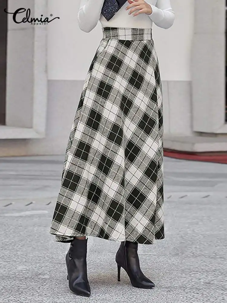 Celmia 2023 A-line Check Long Skirts Women Elegant High Waist Maxi Skirts Casual Loose Plaid Pockets Jupes Fashion Autumn Femme
Celmia 2023 A-line Check Long Skirts Women Elegant High Waist Maxi Skirts Casual Loose Plaid Pockets Jupes Fashion Autumn Femme