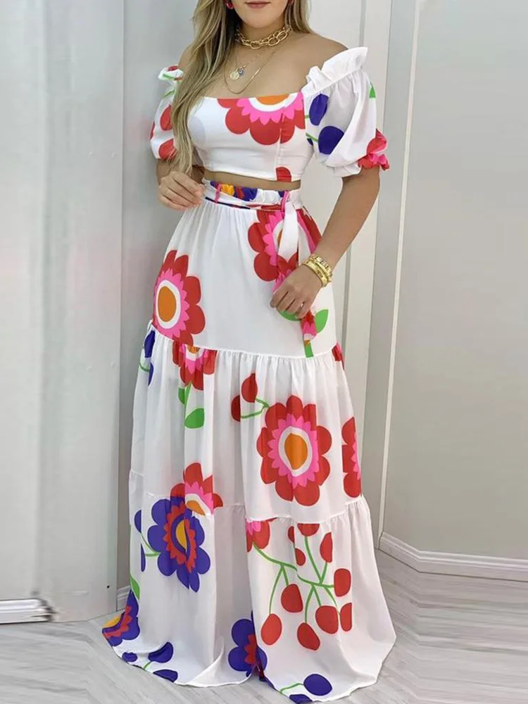 Floral Print Lace-up Backless Crop Top & Maxi Skirt Sets Sexy Summer Women Two Piece Set
Floral Print Lace-up Backless Crop Top & Maxi Skirt Sets Sexy Summer Women Two Piece Set