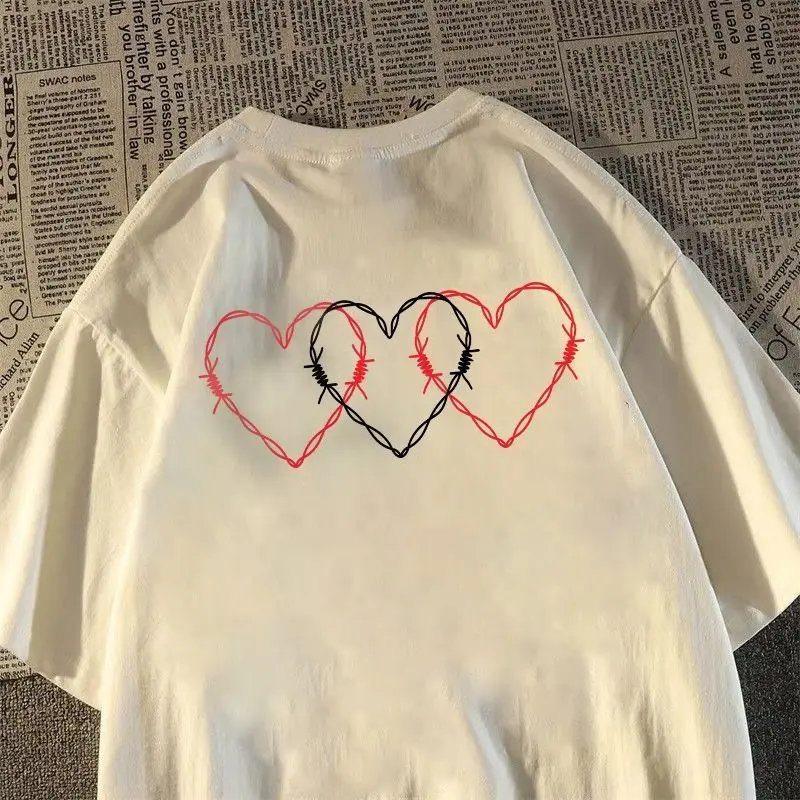 American Retro Heart Print Graphic T-shirt Summer Trend Men and Women Personality Couple Casual Short Sleeve Top harajuku y2k
American Retro Heart Print Graphic T-shirt Summer Trend Men and Women Personality Couple Casual Short Sleeve Top harajuku y2k