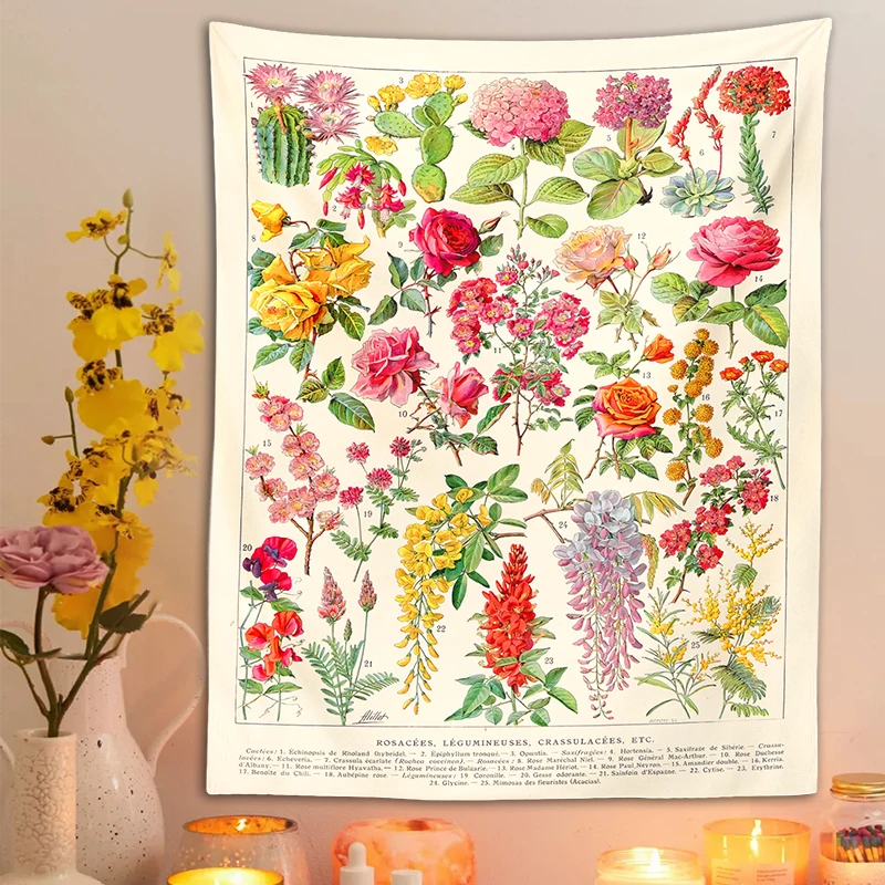 Botanical Floral Tapestry Wall Hanging flowers Illustration Identification Chart cactus Bohemia Hippie Wall Carpets Dorm Decor 
Botanical Floral Tapestry Wall Hanging flowers Illustration Identification Chart cactus Bohemia Hippie Wall Carpets Dorm Decor