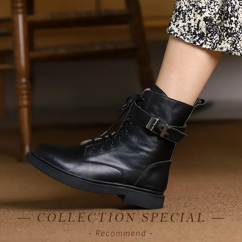 Punk Style Martin Booties European Design Buckles Shoes for Women Cowhide Woman Ankle Boots Round Toe botas femininas
Punk Style Martin Booties European Design Buckles Shoes for Women Cowhide Woman Ankle Boots Round Toe botas femininas