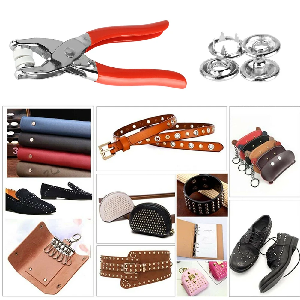 100pcs 9.5mm Metal Sewing Prong Rings Buttons Press Studs Pliers Snap Craft Fasteners + Clip Pliers DIY Clothes Tool
100pcs 9.5mm Metal Sewing Prong Rings Buttons Press Studs Pliers Snap Craft Fasteners + Clip Pliers DIY Clothes Tool