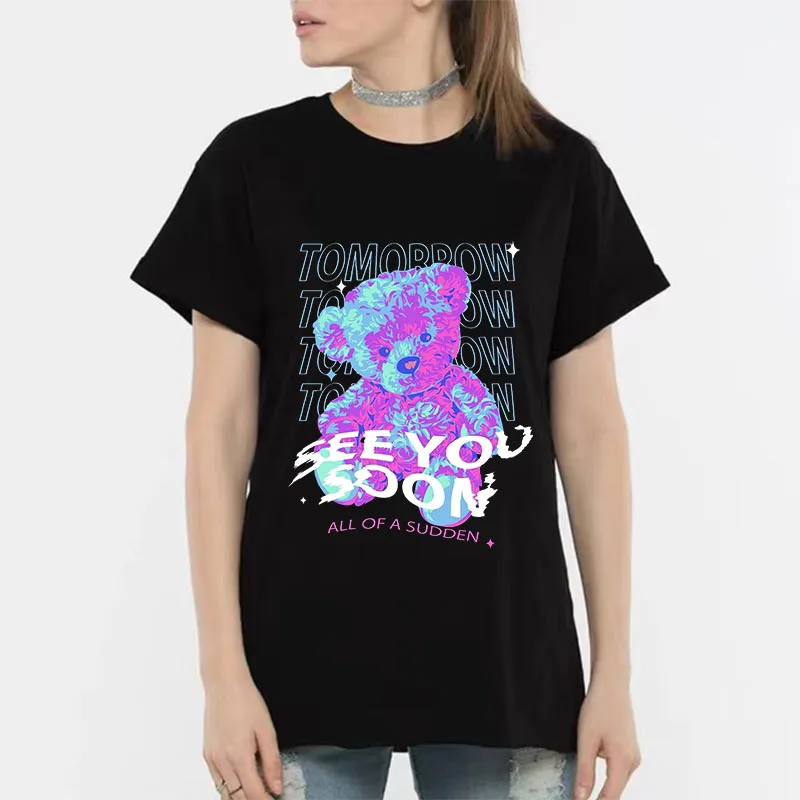 Women T shirts High Quality 100% Cotton Colorful Cartoon Bear T-shirt Print Short sleeve Top Loose O-neck Tshirts Woman футболка
Women T shirts High Quality 100% Cotton Colorful Cartoon Bear T-shirt Print Short sleeve Top Loose O-neck Tshirts Woman футболка