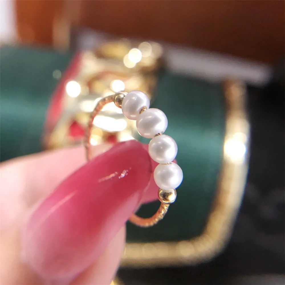Imported gold injection ring natural freshwater pearl 14k imported cut flower ring open design
Imported gold injection ring natural freshwater pearl 14k imported cut flower ring open design