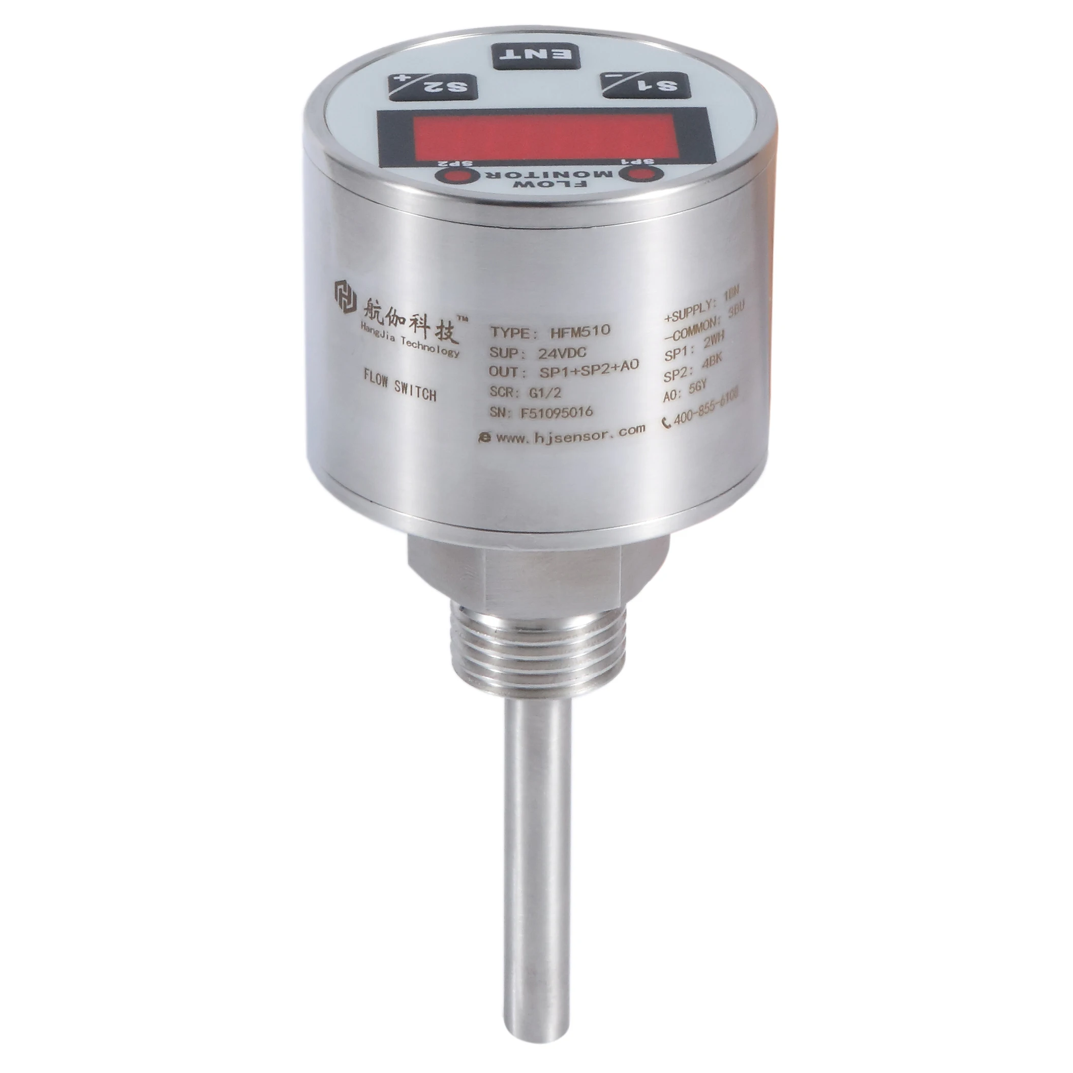 Thermal flow switch water switch switch control PNP/NPN/Relay output LED digital display all stainless steel welding equipment
Thermal flow switch water switch switch control PNP/NPN/Relay output LED digital display all stainless steel welding equipment