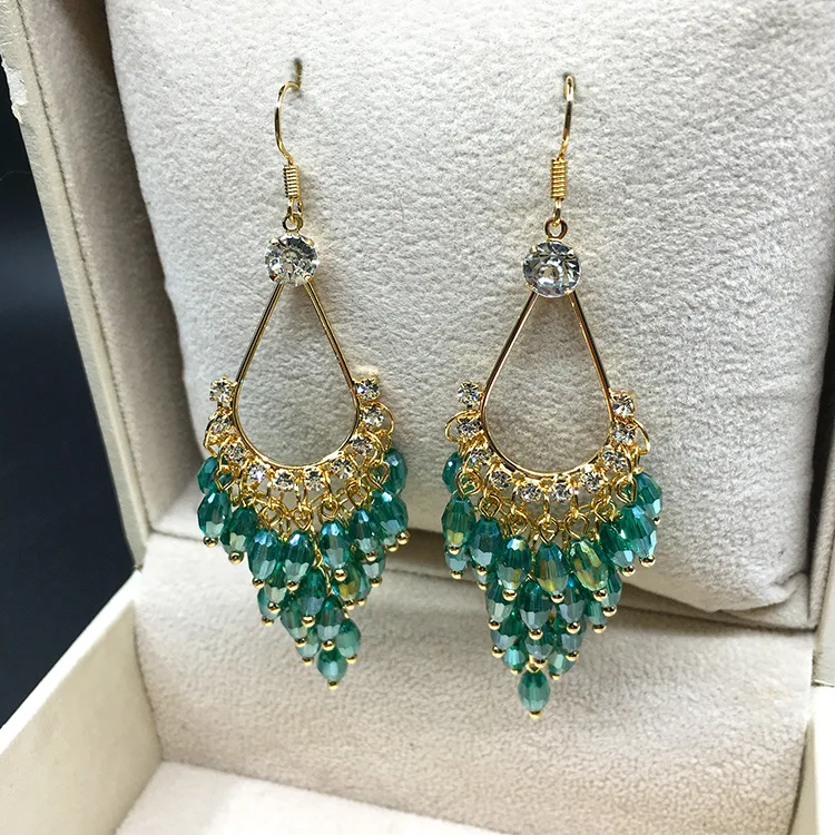 Korean Water Drop Crystal Earrings Beaded Earrings Bohemian Beads Small Jewelry Version Earrings Long Temperament
Korean Water Drop Crystal Earrings Beaded Earrings Bohemian Beads Small Jewelry Version Earrings Long Temperament