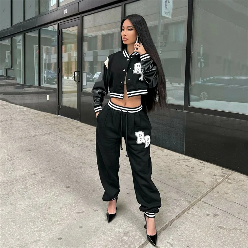 HOUZHOU Baseball Euphoria Outfit Women Two Piece Set Female Buttons Up Streetwear Letter Printed Bomber Cropped Jackets Trousers
HOUZHOU Baseball Euphoria Outfit Women Two Piece Set Female Buttons Up Streetwear Letter Printed Bomber Cropped Jackets Trousers