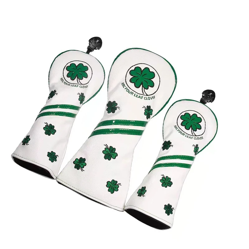

Golf Head Cover Wood Covers Club Covers for Driver/Fairway/Hybrid UT/Mallet Putter Cover/PU Leather Four Clover Lucky with Inter