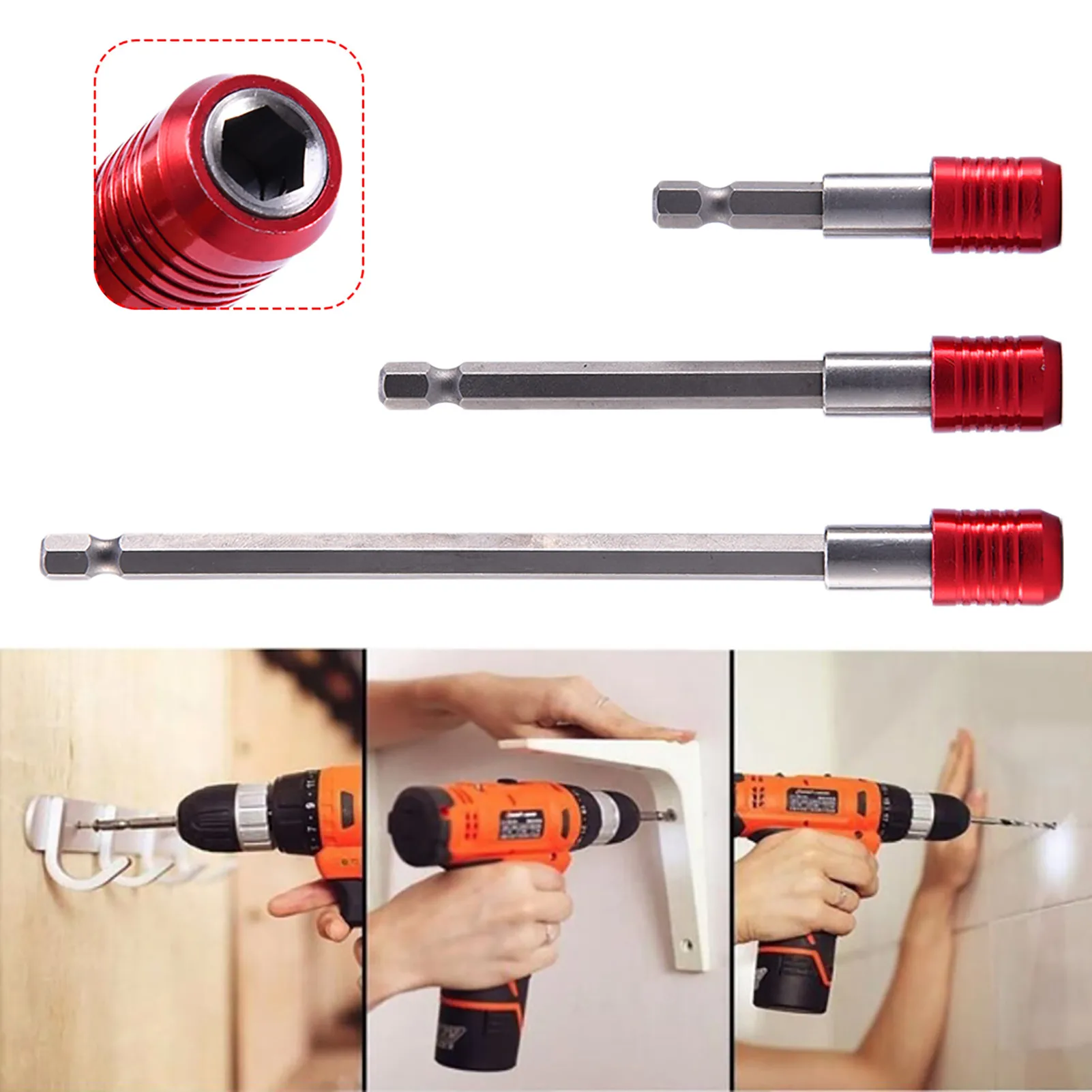 Electric Drill Screwdriver Extension 1/4 Inch Hex-shank Magnetic Drill Extension Holder Drill Extension Rod 3-pcs For Most 
Electric Drill Screwdriver Extension 1/4 Inch Hex-shank Magnetic Drill Extension Holder Drill Extension Rod 3-pcs For Most