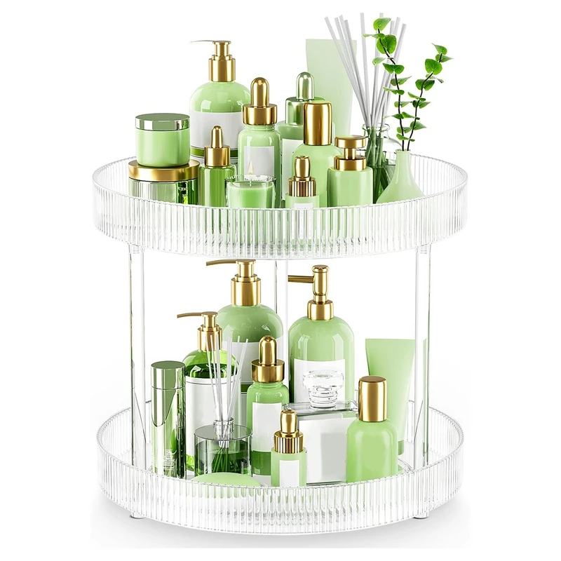 360° Rotating Storage Tray 2 Tier Lazy Susan Bathroom Countertop Organizer, Cosmetics And Perfume Organizer 
360° Rotating Storage Tray 2 Tier Lazy Susan Bathroom Countertop Organizer, Cosmetics And Perfume Organizer