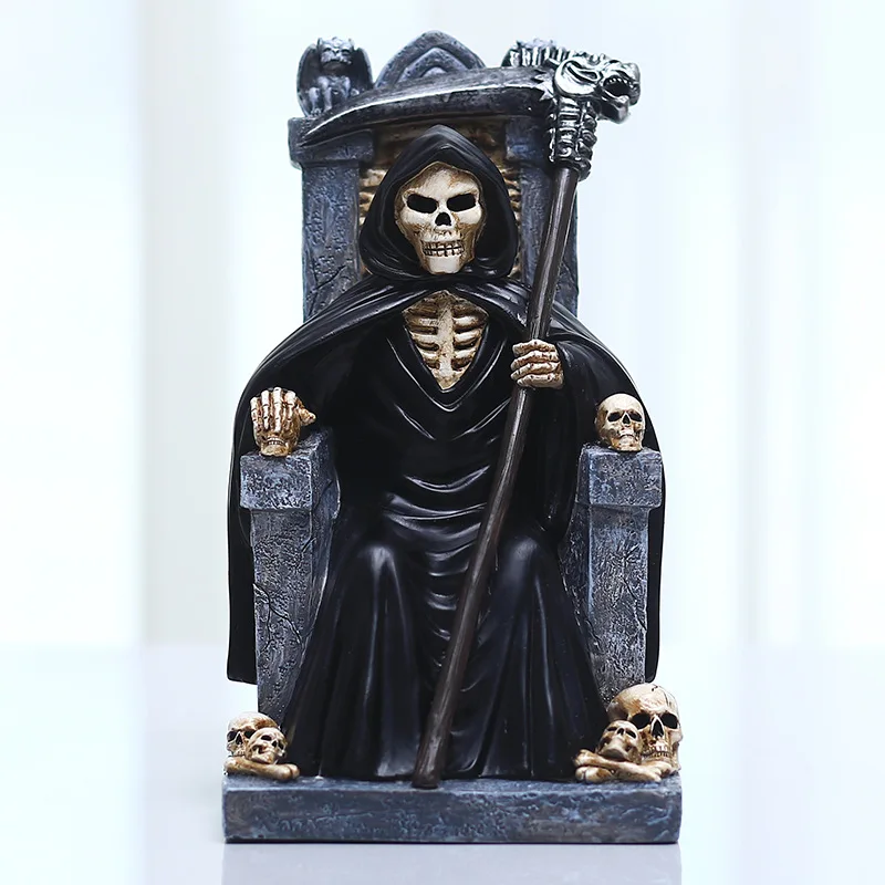 Creative Grim Reaper Throne Statue Resin Skull Figurine Halloween Skull Statue Ornament Sculpture Decorative Crafts for Home
Creative Grim Reaper Throne Statue Resin Skull Figurine Halloween Skull Statue Ornament Sculpture Decorative Crafts for Home