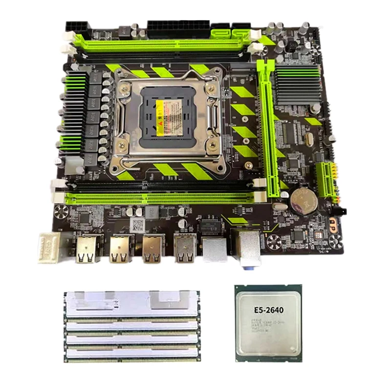 

X79 X79G Motherboard With E5 2640 CPU+4X4GB DDR3 RAM+SATA Cable LGA2011 M.2 8 USB SATA3.0 For Xeon E5 Core I7 CPU