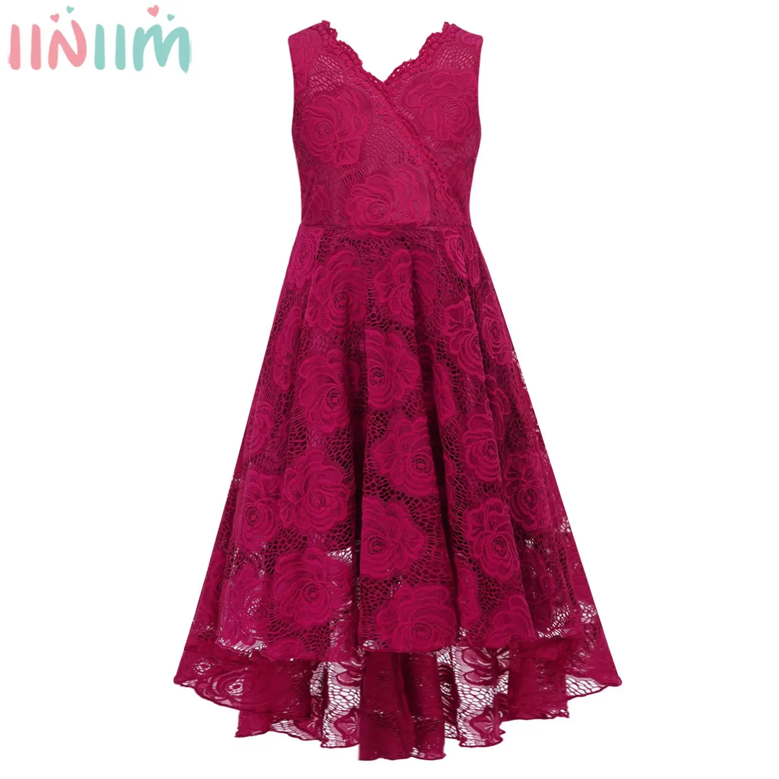 Kids Girls Elegant Lace Party Dress V Neck Sleeveless Hi-Lo Hem Maxi Princess Dresses for Wedding Birthday Evening Performance
Kids Girls Elegant Lace Party Dress V Neck Sleeveless Hi-Lo Hem Maxi Princess Dresses for Wedding Birthday Evening Performance