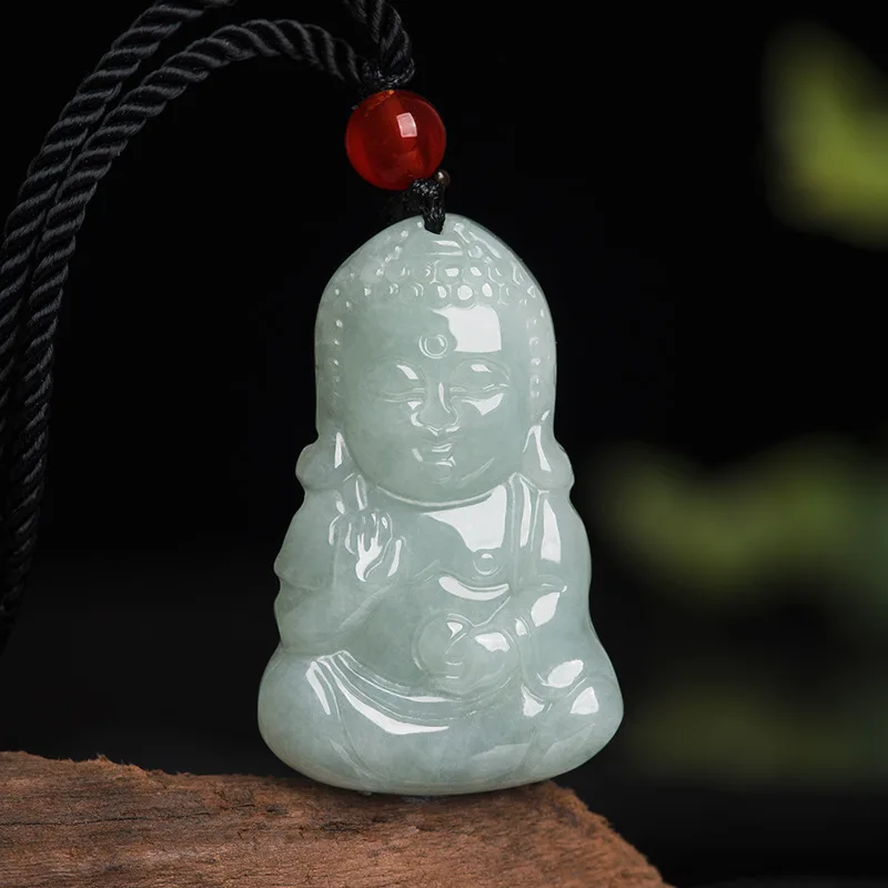 

Burmese Jade Buddha Pendant White Emerald Amulet Stone Jadeite Talismans Pendants Jewelry Amulets Necklace Carved Natural Man