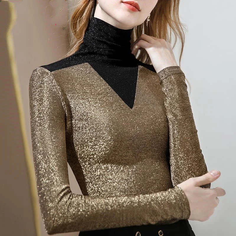 Autumn winter sequin glossy gold turtleneck long sleeve jumpers Splicing warm slim plus size women tops pullovers
Autumn winter sequin glossy gold turtleneck long sleeve jumpers Splicing warm slim plus size women tops pullovers